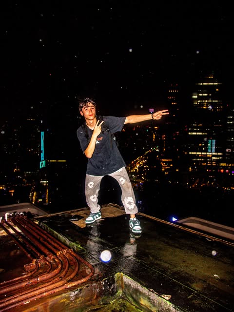 Jed on a Bangkok rooftop at night